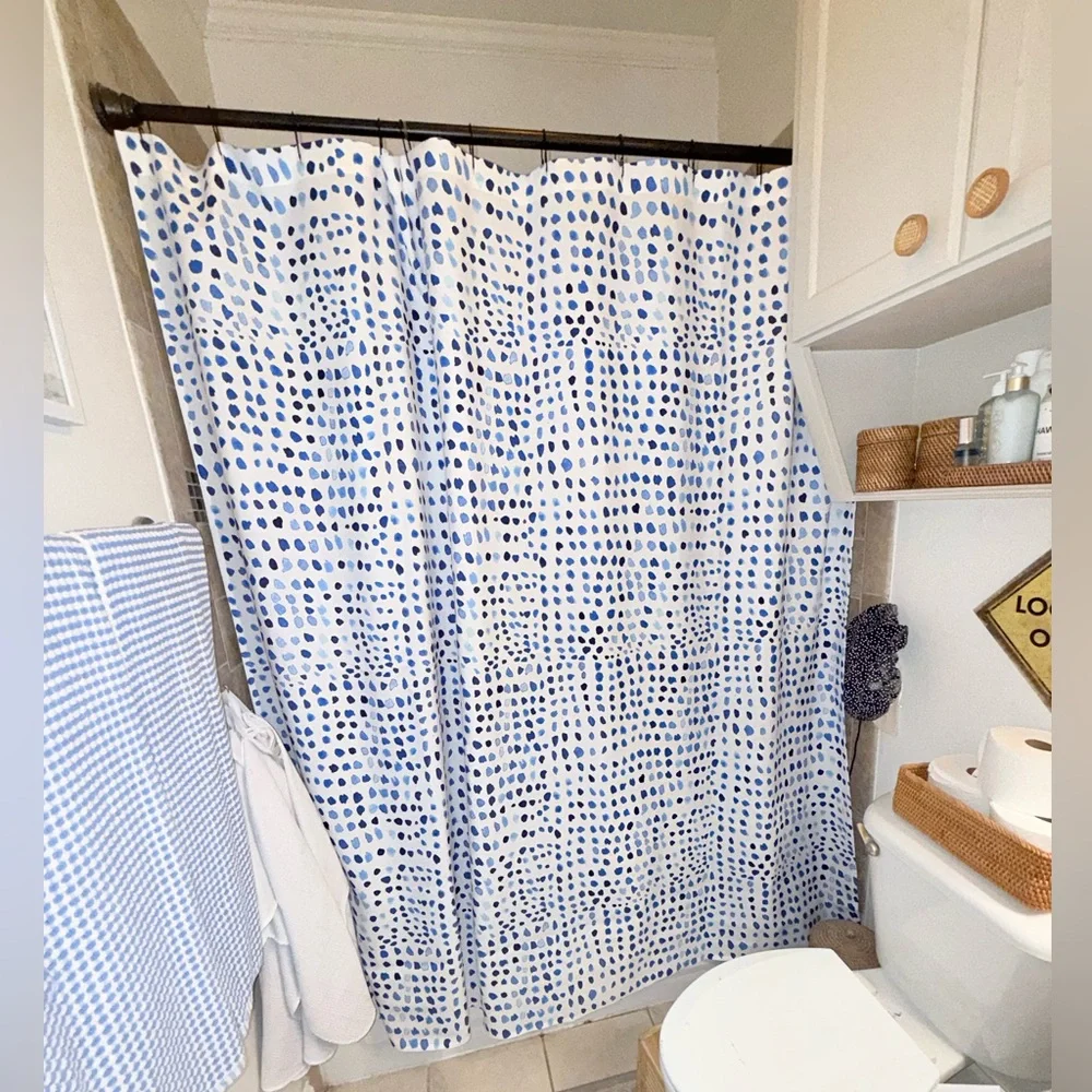 Blue Watercolor Dots Shower Curtain